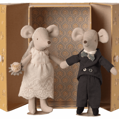 maileg wedding mice couple in box, mum and dad mouse