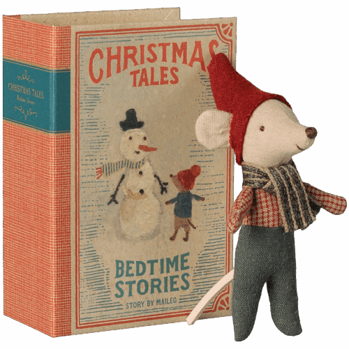 maileg christmas mouse, baby in book